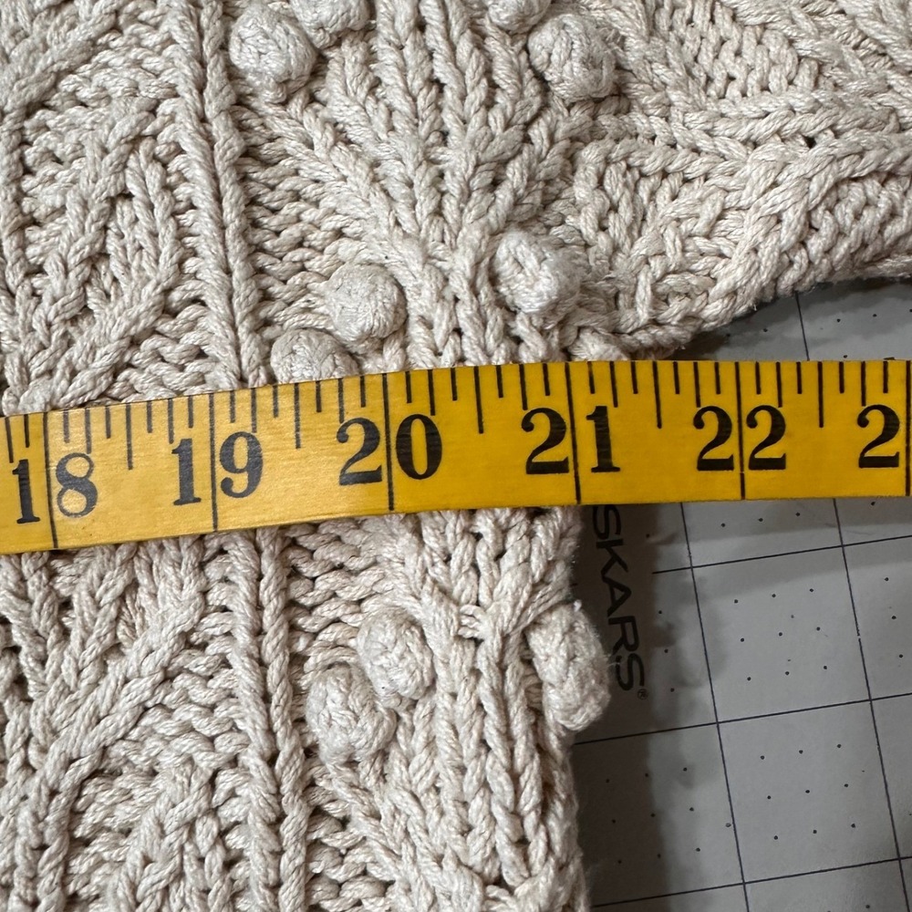 Ann Taylor VTGE Sweater Size SM Cream Silk Cotton Cable Popcorn Knit Crew Neck - Picture 9 of 11